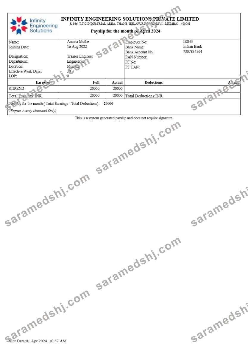 Infinity Engineering Solutions payslip template in Word and PDF formats.pdf, 1